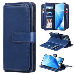 Multi-function Ten Card Slots and Photo Frame PU Leather Wallet Phone Case Cover for OnePlus Nord N200 5G - Dark Blue