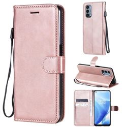 Retro Greek Classic Smooth PU Leather Wallet Phone Case for OnePlus Nord N200 5G - Rose Gold