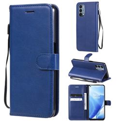 Retro Greek Classic Smooth PU Leather Wallet Phone Case for OnePlus Nord N200 5G - Blue