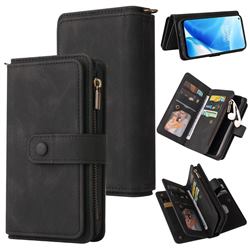 Luxury Multi-functional Zipper Wallet Leather Phone Case Cover for OnePlus Nord N200 5G - Black