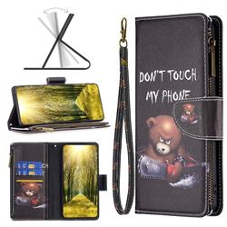 Chainsaw Bear Binfen Color BF03 Retro Zipper Leather Wallet Phone Case for OnePlus Nord N200 5G