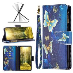 Golden Butterflies Binfen Color BF03 Retro Zipper Leather Wallet Phone Case for OnePlus Nord N200 5G