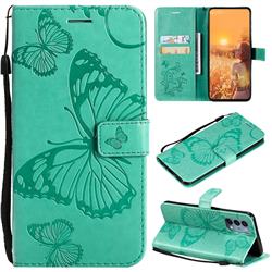Embossing 3D Butterfly Leather Wallet Case for OnePlus Nord N200 5G - Green