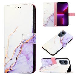 Purple White Marble Leather Wallet Protective Case for OnePlus Nord N20 5G