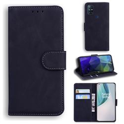 Retro Classic Skin Feel Leather Wallet Phone Case for OnePlus Nord N10 5G - Black