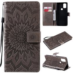 Embossing Sunflower Leather Wallet Case for OnePlus Nord N10 5G - Gray