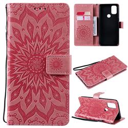 Embossing Sunflower Leather Wallet Case for OnePlus Nord N10 5G - Pink