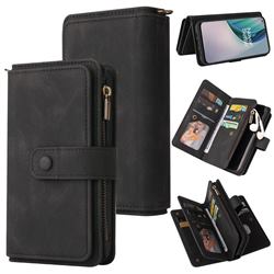 Luxury Multi-functional Zipper Wallet Leather Phone Case Cover for OnePlus Nord N10 5G - Black