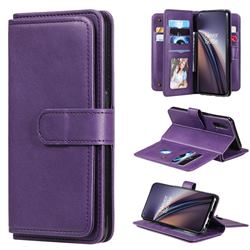 Multi-function Ten Card Slots and Photo Frame PU Leather Wallet Phone Case Cover for OnePlus Nord CE 5G (Nord Core Edition 5G) - Violet