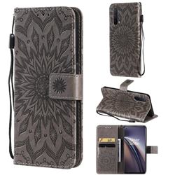 Embossing Sunflower Leather Wallet Case for OnePlus Nord CE 5G (Nord Core Edition 5G) - Gray