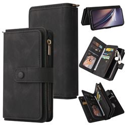 Luxury Multi-functional Zipper Wallet Leather Phone Case Cover for OnePlus Nord CE 5G (Nord Core Edition 5G) - Black