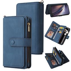 Luxury Multi-functional Zipper Wallet Leather Phone Case Cover for OnePlus Nord CE 5G (Nord Core Edition 5G) - Blue