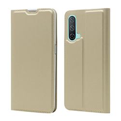 Ultra Slim Card Magnetic Automatic Suction Leather Wallet Case for OnePlus Nord CE 5G (Nord Core Edition 5G) - Champagne
