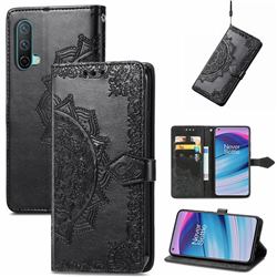 Embossing Imprint Mandala Flower Leather Wallet Case for OnePlus Nord CE 5G (Nord Core Edition 5G) - Black