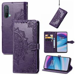 Embossing Imprint Mandala Flower Leather Wallet Case for OnePlus Nord CE 5G (Nord Core Edition 5G) - Purple