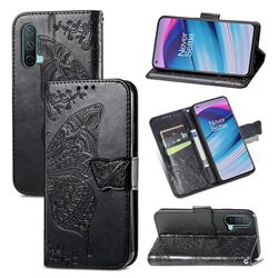 Embossing Mandala Flower Butterfly Leather Wallet Case for OnePlus Nord CE 5G (Nord Core Edition 5G) - Black