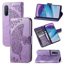Embossing Mandala Flower Butterfly Leather Wallet Case for OnePlus Nord CE 5G (Nord Core Edition 5G) - Light Purple