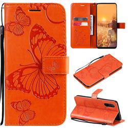 Embossing 3D Butterfly Leather Wallet Case for OnePlus Nord CE 5G (Nord Core Edition 5G) - Orange