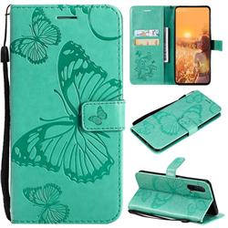 Embossing 3D Butterfly Leather Wallet Case for OnePlus Nord CE 5G (Nord Core Edition 5G) - Green