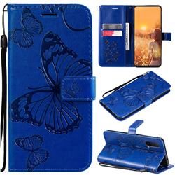 Embossing 3D Butterfly Leather Wallet Case for OnePlus Nord CE 5G (Nord Core Edition 5G) - Blue