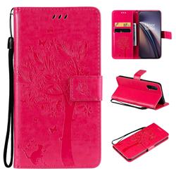 Embossing Butterfly Tree Leather Wallet Case for OnePlus Nord CE 5G (Nord Core Edition 5G) - Rose
