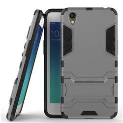 Armor Premium Tactical Grip Kickstand Shockproof Dual Layer Rugged Hard Cover for Oppo A37 - Gray