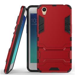 Armor Premium Tactical Grip Kickstand Shockproof Dual Layer Rugged Hard Cover for Oppo A37 - Wine Red