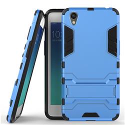 Armor Premium Tactical Grip Kickstand Shockproof Dual Layer Rugged Hard Cover for Oppo A37 - Light Blue