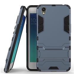 Armor Premium Tactical Grip Kickstand Shockproof Dual Layer Rugged Hard Cover for Oppo A37 - Navy