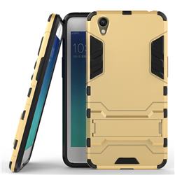 Armor Premium Tactical Grip Kickstand Shockproof Dual Layer Rugged Hard Cover for Oppo A37 - Golden