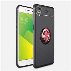 Auto Focus Invisible Ring Holder Soft Phone Case for Oppo A37 - Black Red
