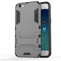 Armor Premium Tactical Grip Kickstand Shockproof Dual Layer Rugged Hard Cover for Oppo A39 - Gray