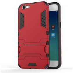 Armor Premium Tactical Grip Kickstand Shockproof Dual Layer Rugged Hard Cover for Oppo A39 - Wine Red