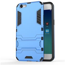 Armor Premium Tactical Grip Kickstand Shockproof Dual Layer Rugged Hard Cover for Oppo A39 - Light Blue