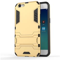 Armor Premium Tactical Grip Kickstand Shockproof Dual Layer Rugged Hard Cover for Oppo A39 - Golden