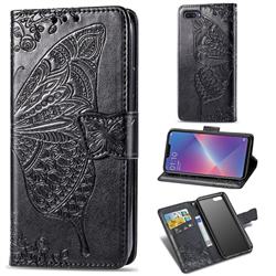 Embossing Mandala Flower Butterfly Leather Wallet Case for Oppo A3s (Oppo A5) - Black