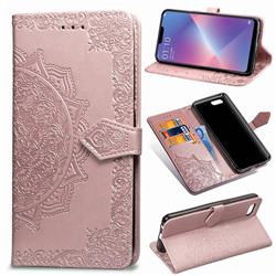 Embossing Imprint Mandala Flower Leather Wallet Case for Oppo A3s (Oppo A5) - Rose Gold