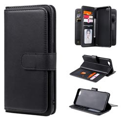 Multi-function Ten Card Slots and Photo Frame PU Leather Wallet Phone Case Cover for Oppo A3s (Oppo A5) - Black