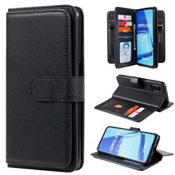 Multi-function Ten Card Slots and Photo Frame PU Leather Wallet Phone Case Cover for Oppo A52 - Black