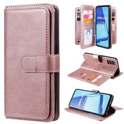 Multi-function Ten Card Slots and Photo Frame PU Leather Wallet Phone Case Cover for Oppo A52 - Rose Gold