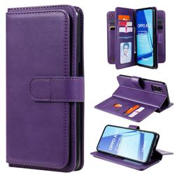 Multi-function Ten Card Slots and Photo Frame PU Leather Wallet Phone Case Cover for Oppo A52 - Violet