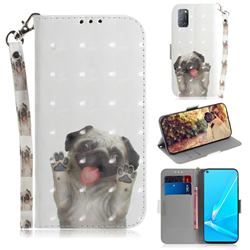 Pug Dog 3D Painted Leather Wallet Phone Case for Oppo A52