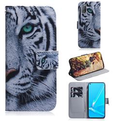 White Tiger PU Leather Wallet Case for Oppo A52