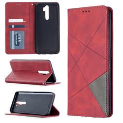 Prismatic Slim Magnetic Sucking Stitching Wallet Flip Cover for Oppo A5 (2020) - Red