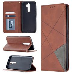 Prismatic Slim Magnetic Sucking Stitching Wallet Flip Cover for Oppo A5 (2020) - Brown