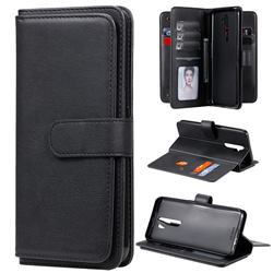 Multi-function Ten Card Slots and Photo Frame PU Leather Wallet Phone Case Cover for Oppo A5 (2020) - Black
