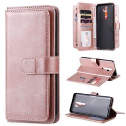 Multi-function Ten Card Slots and Photo Frame PU Leather Wallet Phone Case Cover for Oppo A5 (2020) - Rose Gold