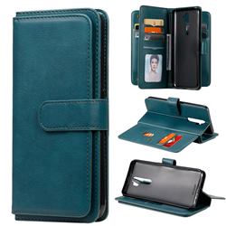 Multi-function Ten Card Slots and Photo Frame PU Leather Wallet Phone Case Cover for Oppo A5 (2020) - Dark Green