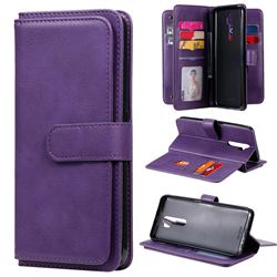 Multi-function Ten Card Slots and Photo Frame PU Leather Wallet Phone Case Cover for Oppo A5 (2020) - Violet
