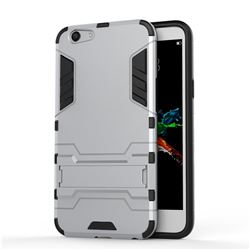 Armor Premium Tactical Grip Kickstand Shockproof Dual Layer Rugged Hard Cover for Oppo A59 - Silver